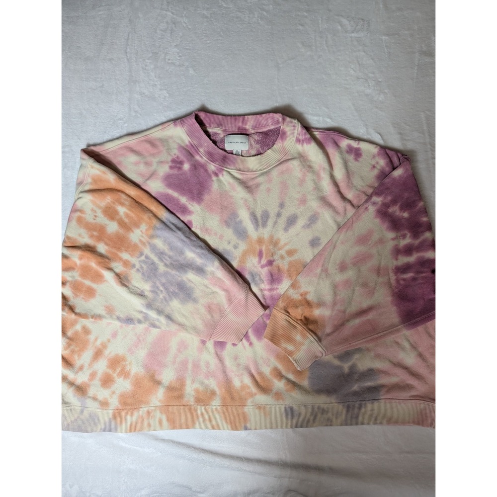American Eagle Tie Dye Oversized Sweatshirt XXL Purple Pink Orange Crewneck Y2K